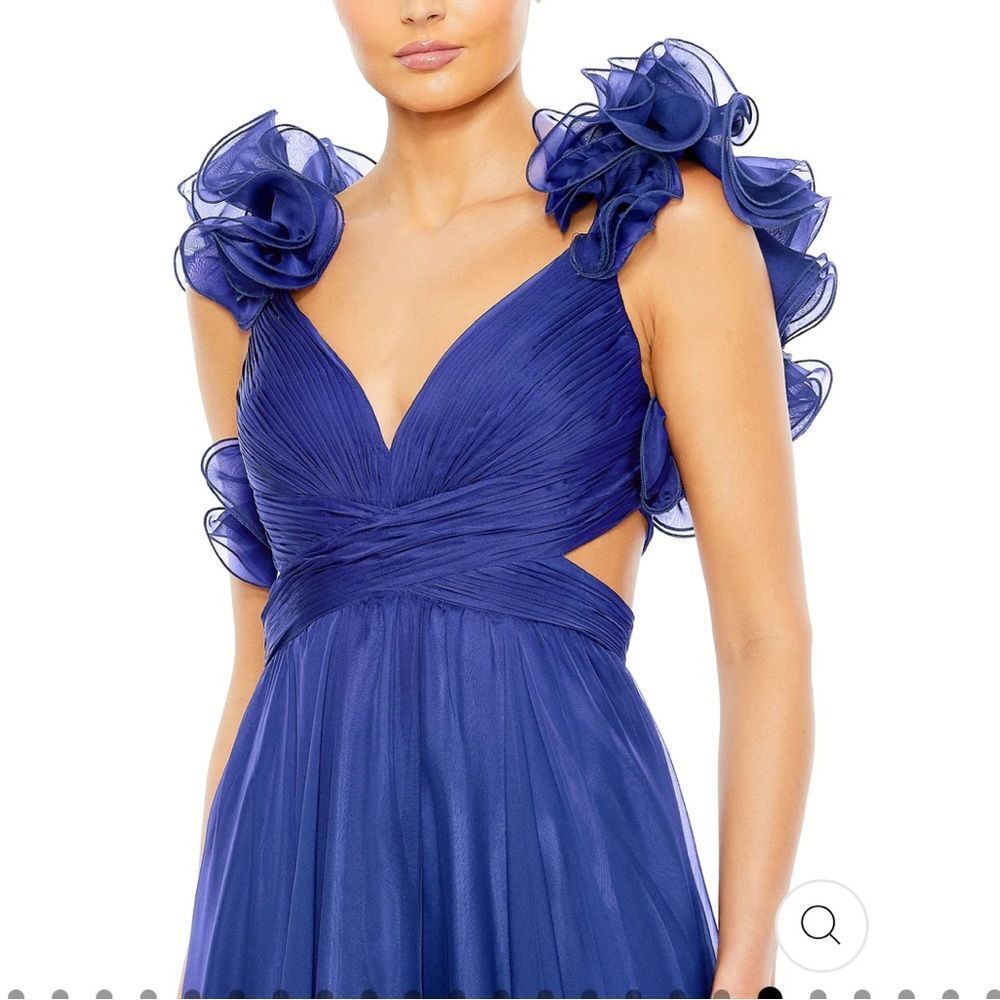 MAC DUGGAL RUFFLE TIERED CUTOUT CHIFFON GOWN - Picture 5 of 14